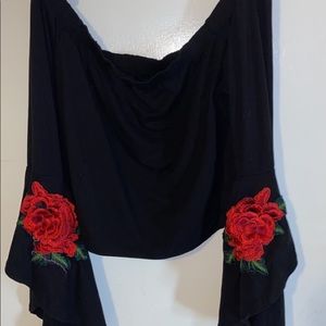 Plus Size Off The Shoulder Rose Top